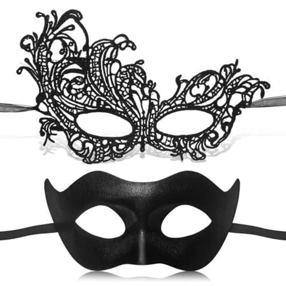 5482 Couple Masquerade Mask & , Black Lace Eye Mask Venetian Masks